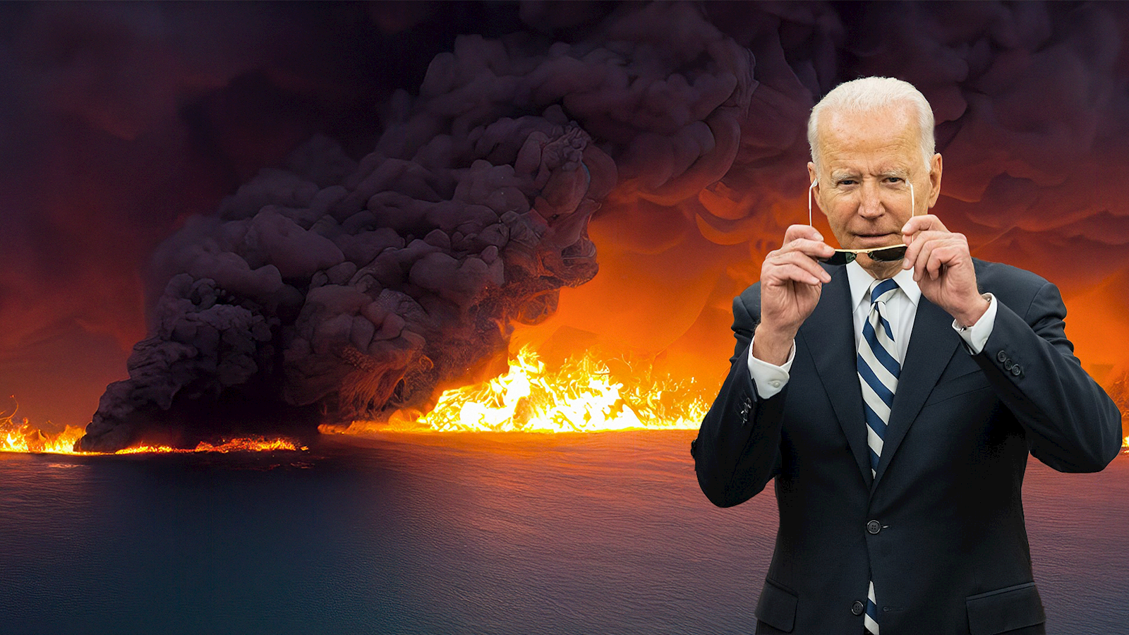 Fire behind Biden